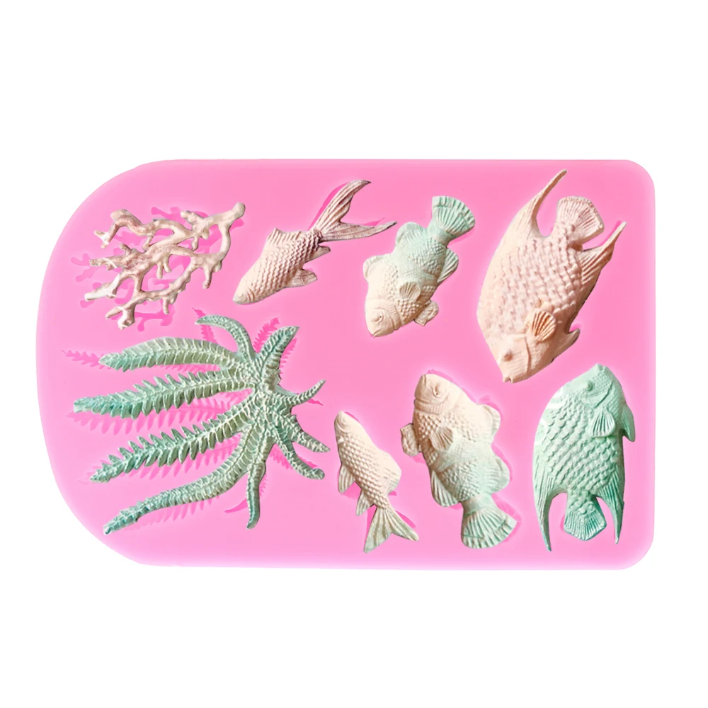 Море Коралловый кекс DIY океан серии рыб водоросли пресс форма для шоколада