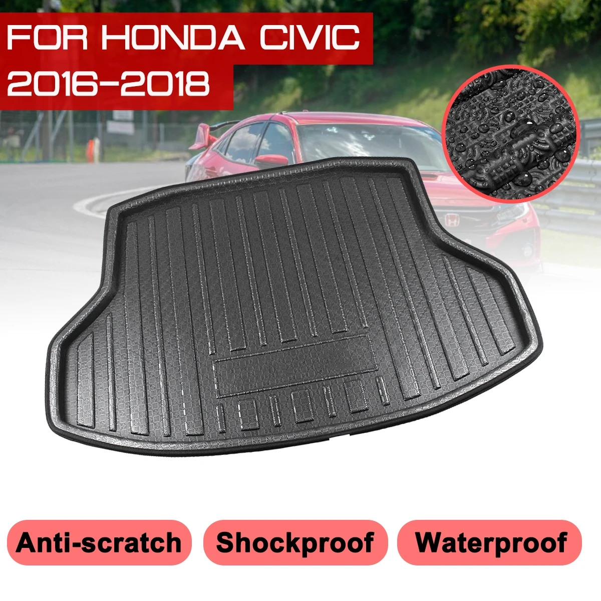 Автомобильный коврик для багажника Honda Civic 2016 2017 2018 водонепроницаемые коврики