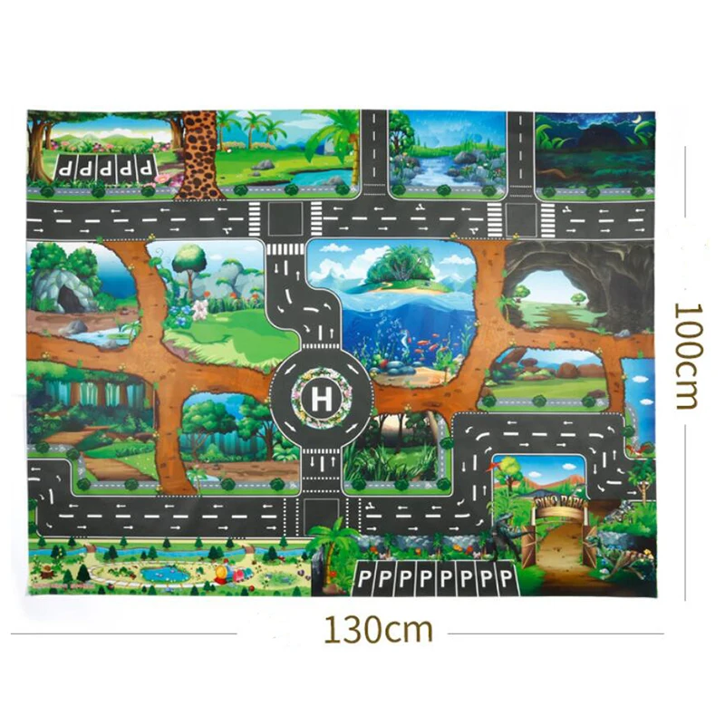 Детский портативный игровой коврик с картой детская игрушка детский 130*100 см мир