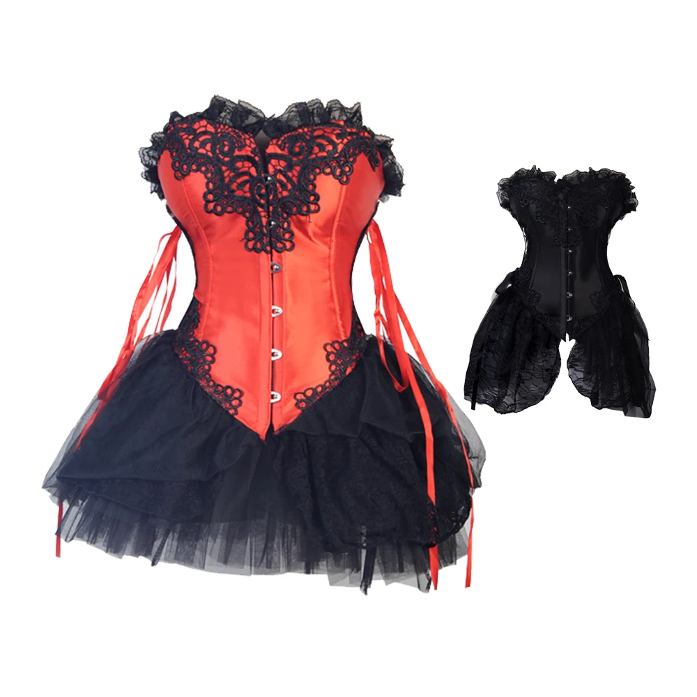 Женский соблазнительный корсет с вышивкой черный красный|Топы| |