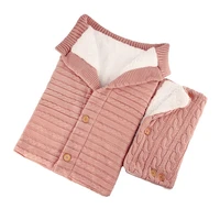 newborn baby blanket toddler soft sleeping bag knitted warm swaddle wrap kids sleepsack stroller warmer gloves set