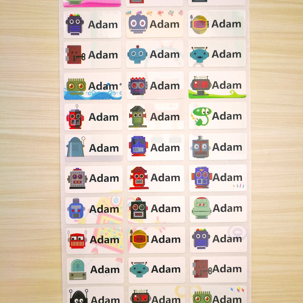 Пользовательское имя стикер милый мультфильм робот дети наклейки