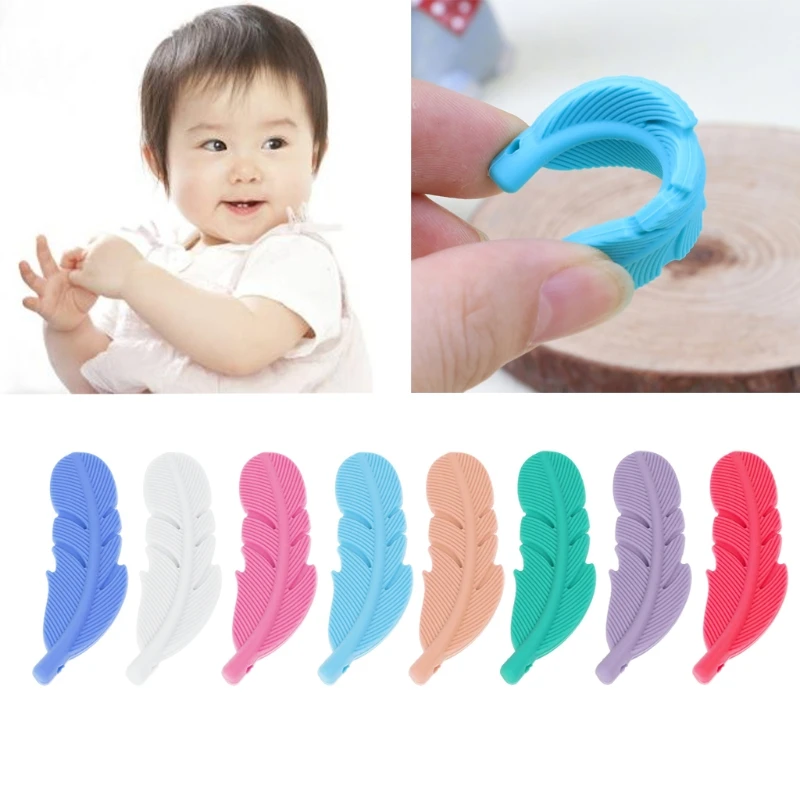 

Nursing Feather Pendant Baby Teether Silicone Soother Chew Toy Teething Necklace