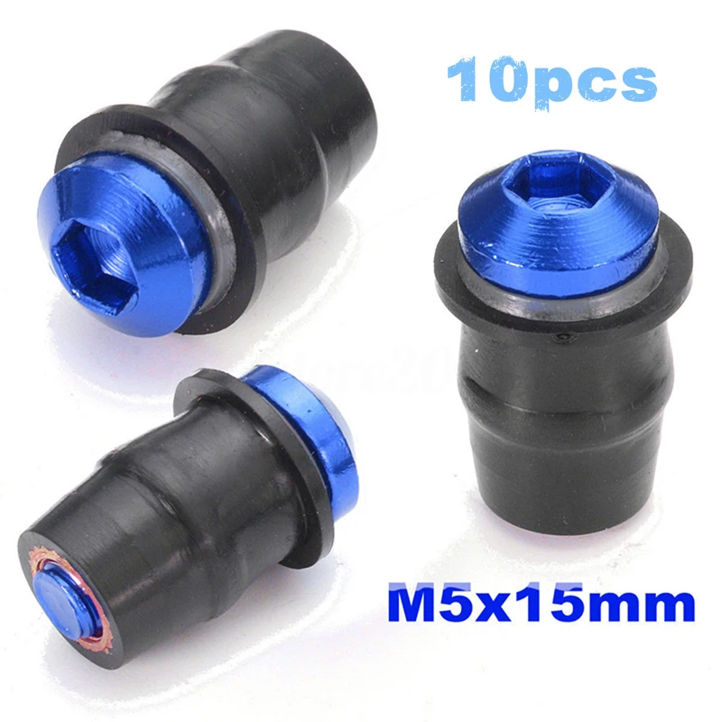 Синий 10 шт. M5X15mm алюминиевый Мотоцикл ветрового стекла обтекатель хорошо болт с гайкой винт высокого качества аксессуары часть подходит для автомобилей - Название цвета: Синий