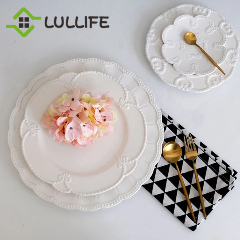 1 шт из белого фарфора обеденная тарелка для свадебной вечеринки декоративные