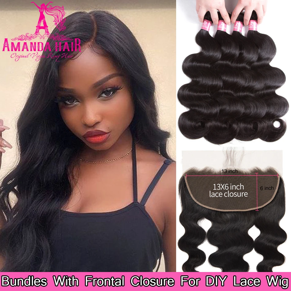 Волнистпряди с застежкой 4x4 бразильские пряди волос Аманды фронтальной сеткой 13x4