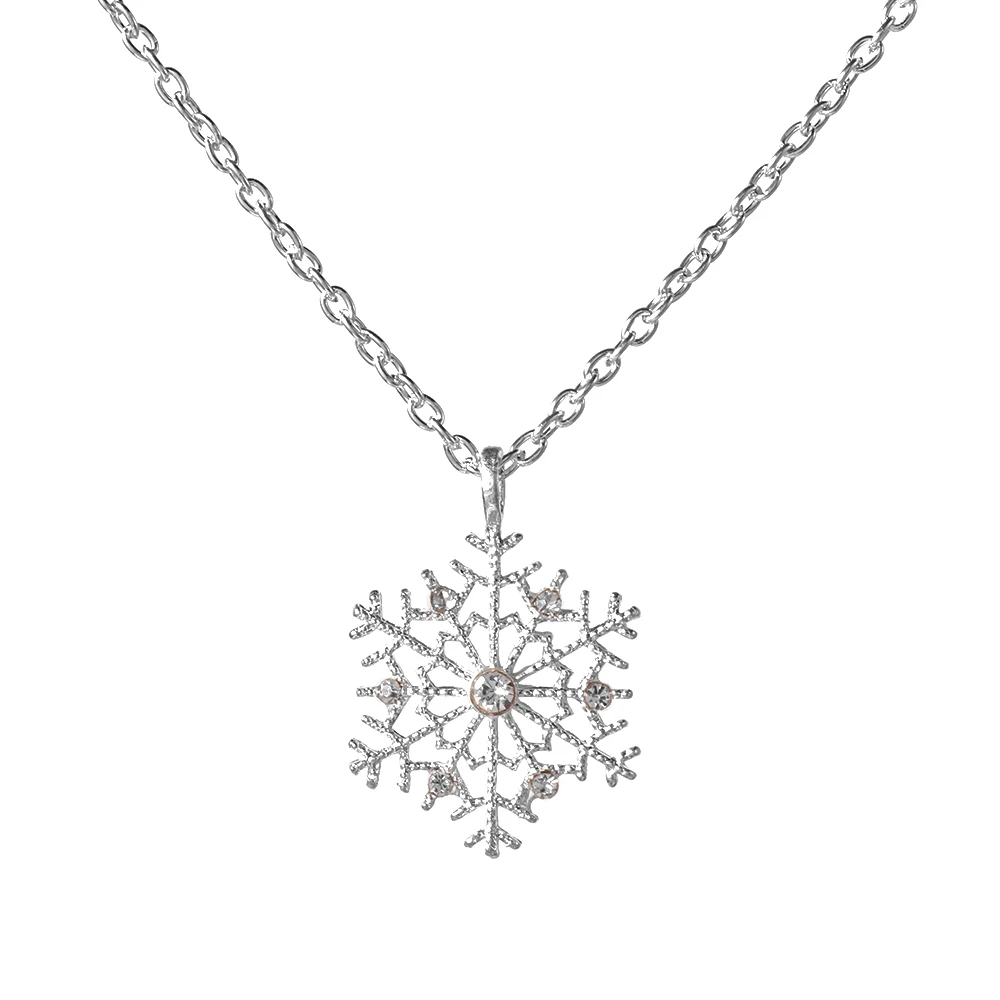 1 шт. Горячее предложение серебряное хрустальное ожерелье в виде снежинок