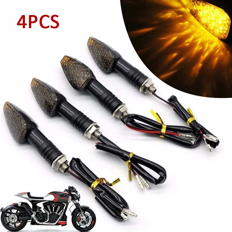 

4pcs/set Universal Motorcycle LED Turn Signals Light Long Short Indicator Blinker Lamp for Night Safety Driving Outdoor