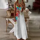 Летнее женское свободное Повседневное платье с цветочным рисунком, платье средней длины без рукавов с V-образным вырезом на бретелях-спагетти, женская одежда Vestido 2021