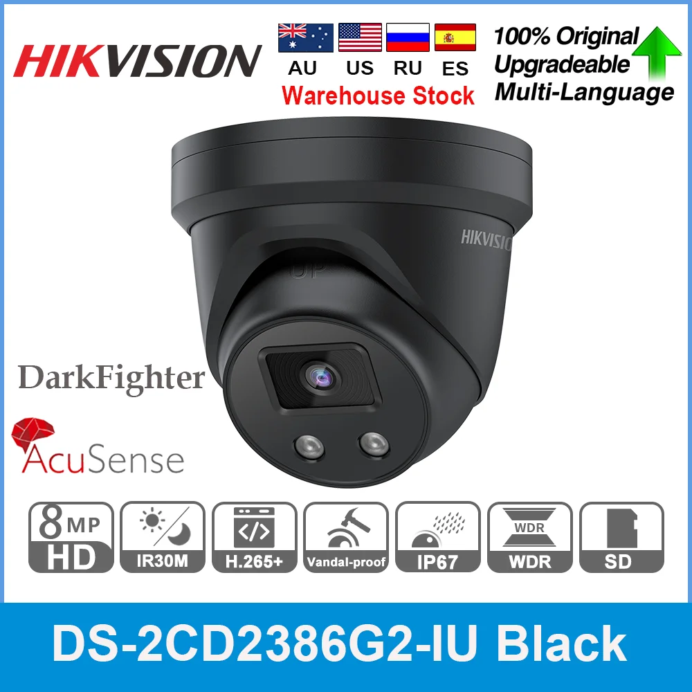 Оригинальная IP-камера Hikvision внешняя Черная Камера 8 Мп H265 + WDR со встроенным