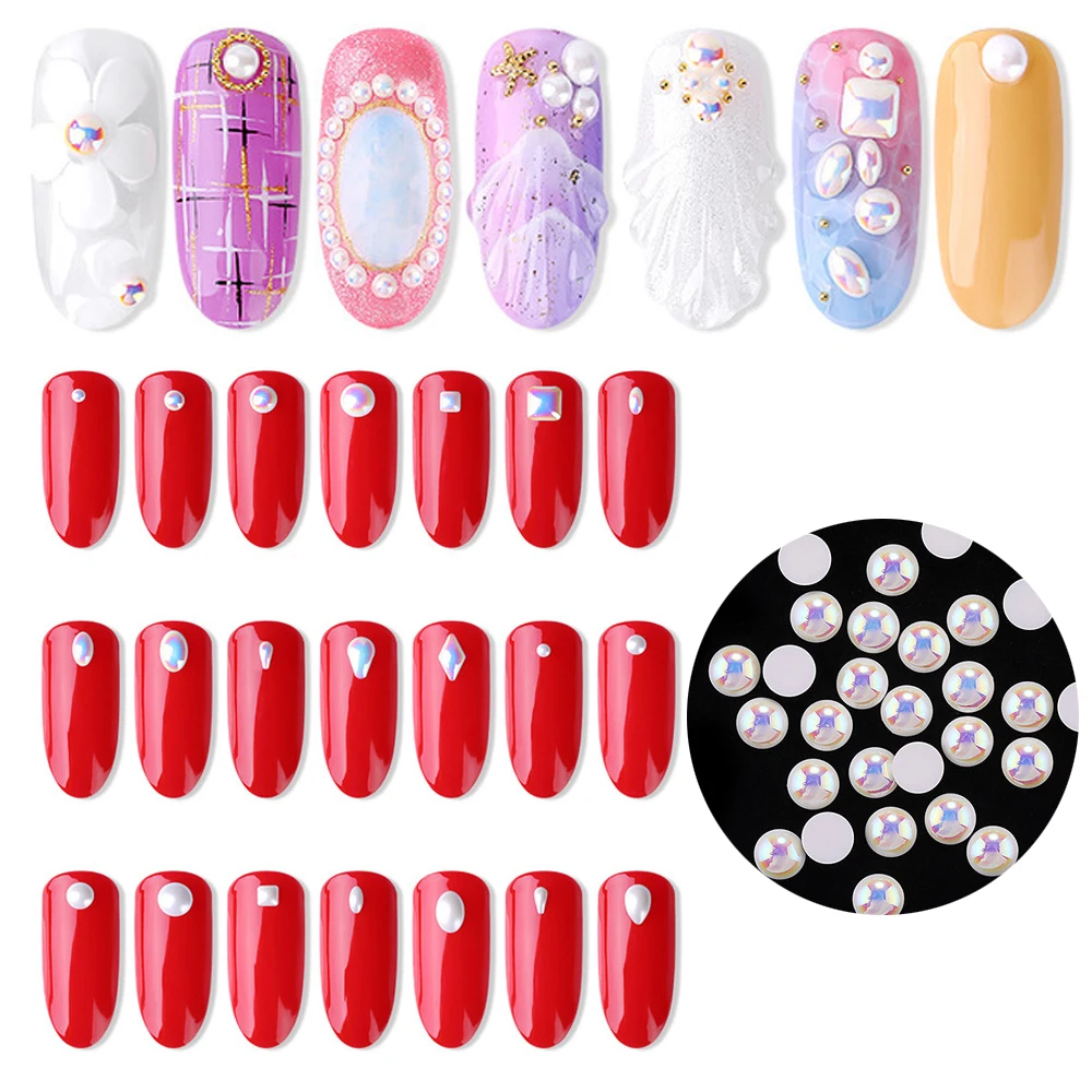 50 100 шт./компл. жемчужина для ногтей чистый белый или Радужный цвет русалка