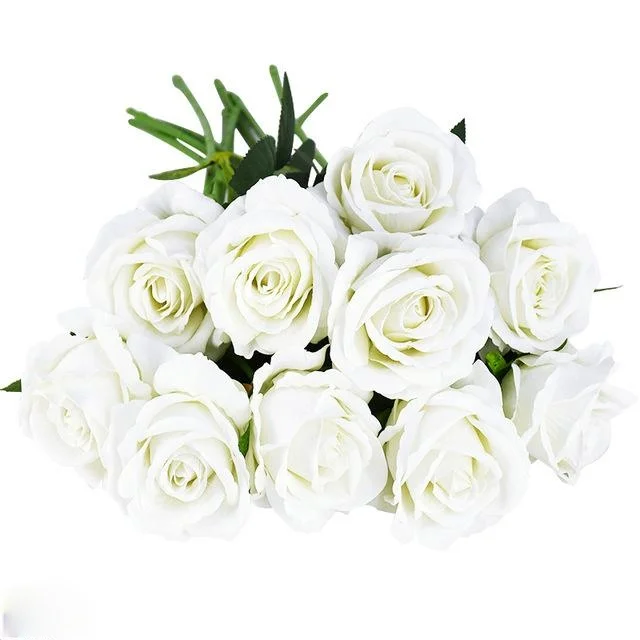 

10Pcs Long Branch Artificial Rose Flowers Bouquet Simulation Flannel Fake Flowers Valentine's Day Home Wedding Party Decoration