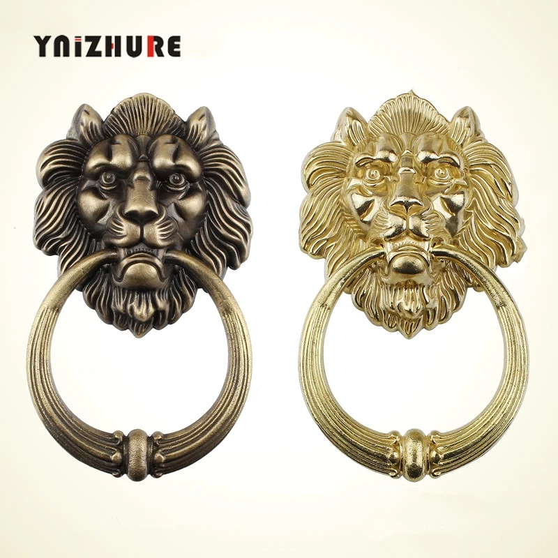 Бронзовая Львиная голова китайская антикварная дверь молоток животного ручка из
