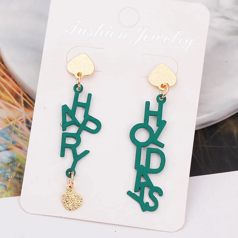 ES1299 модные Подвесные серьги в виде надписи Счастливые праздники винтажные