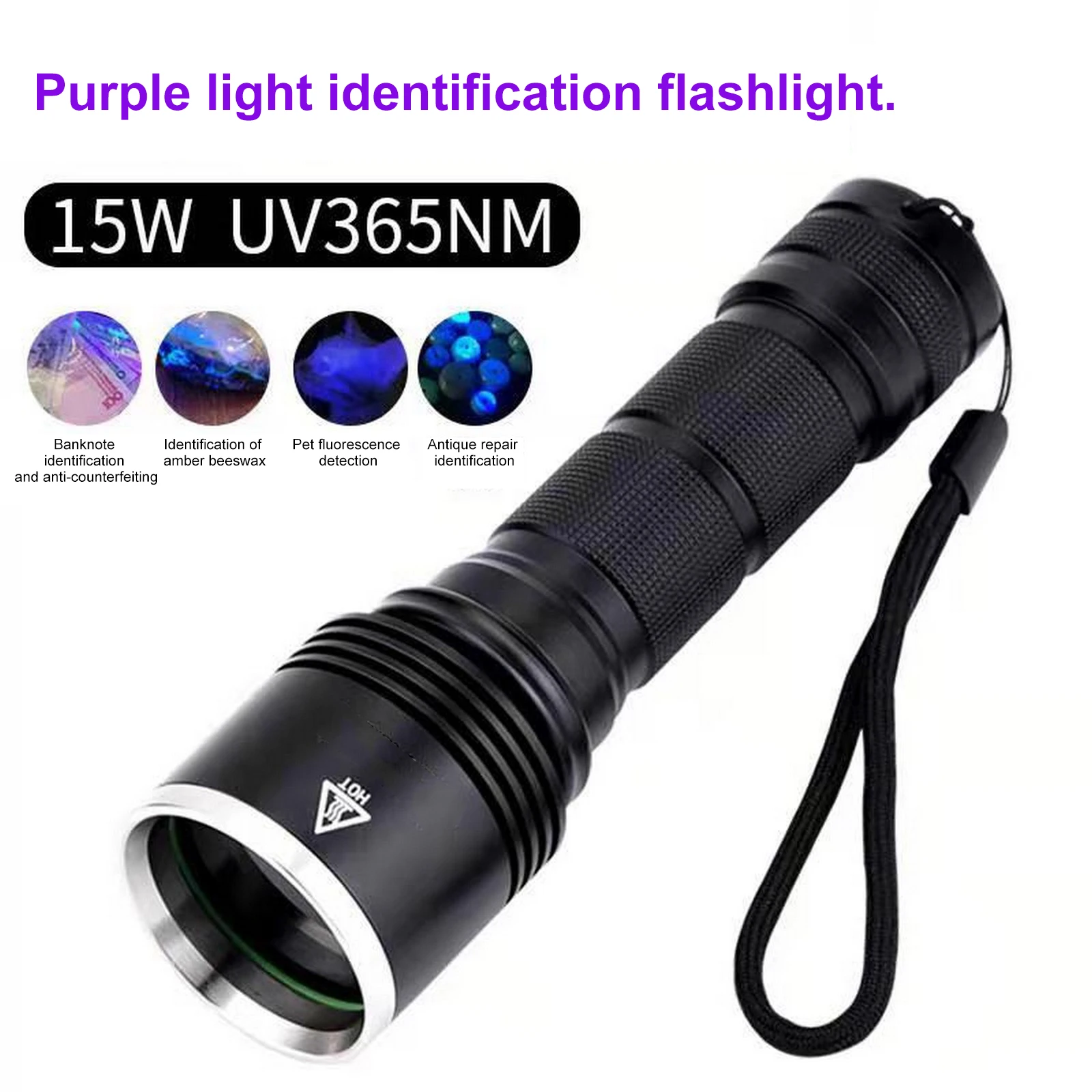 

15W strong UV Flashlight Ultra Violet Light With Zoom Function Mini UV Black Light Pet Urine Stains Detector Scorpion