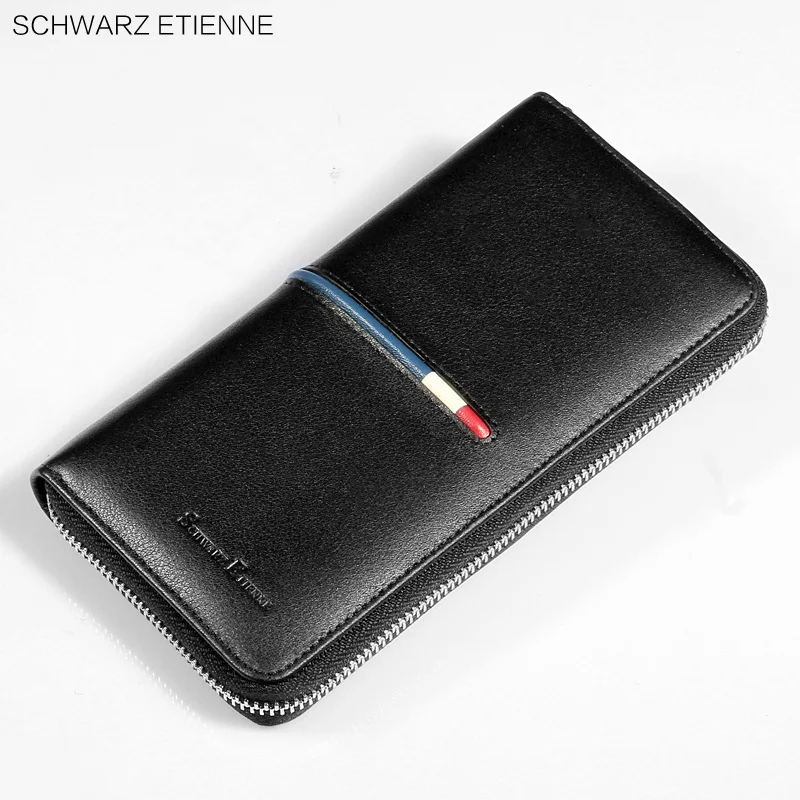 

New Style Wallet Men Genuine Leather Long Handbag Business Zipper Clutch Bag Leather Phone Bag