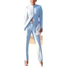 Новинка, модные светло-голубые женские деловые костюмы, Женская Офисная форма, формальные брюки, костюмы для свадьбы, Женский костюм с брюками