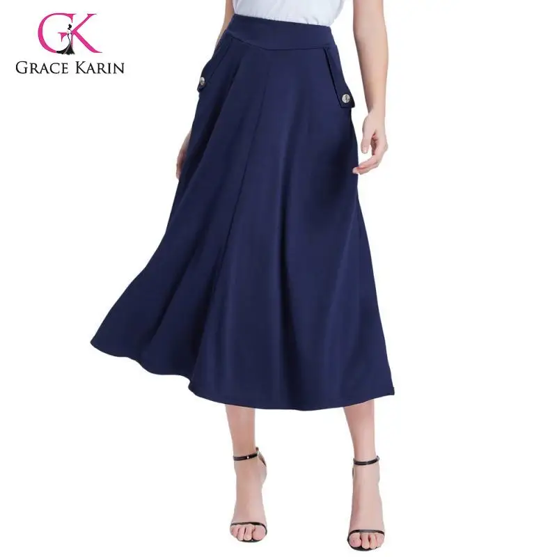Женская Повседневная юбка Grace Karin однотонная длинная трапециевидной формы с