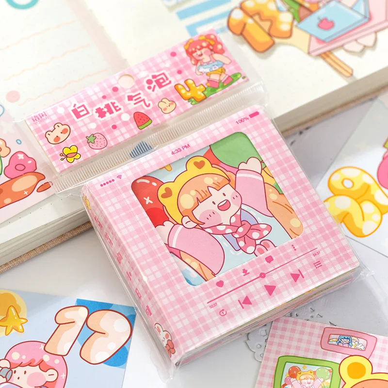 

Cute Cartoon Girl Memo Pad Message Material Paper Bookmark Sticky Notes Diary Memo Sheets Kawaii Notepads Stationery