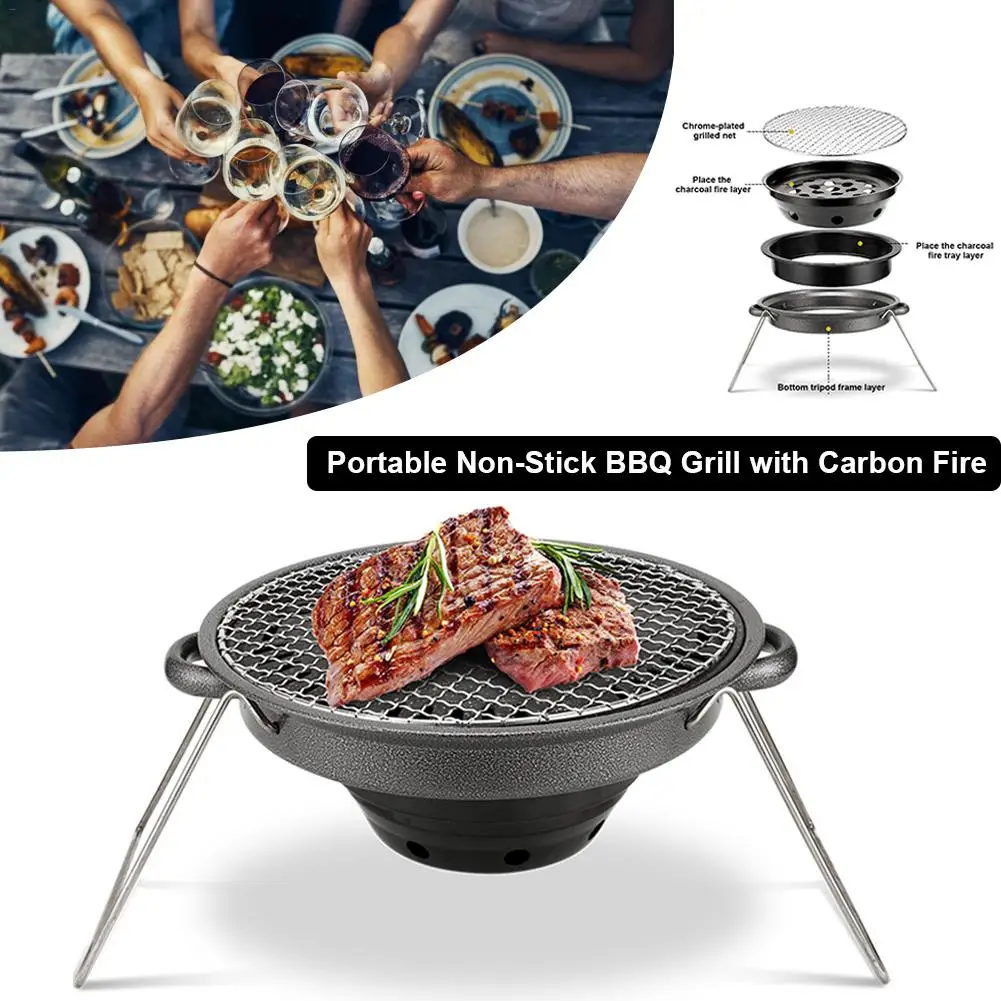 

Grill Set Portable Non-Stick Barbecue Stove Baking Tray For Outdoor Use Camping Cooking Accessories Outdoor Barbecue Stove