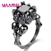 hip hop ring for men women 925 sterling silver skeleton cz crystal claw setting skull party accessories jewelry fast shipping
