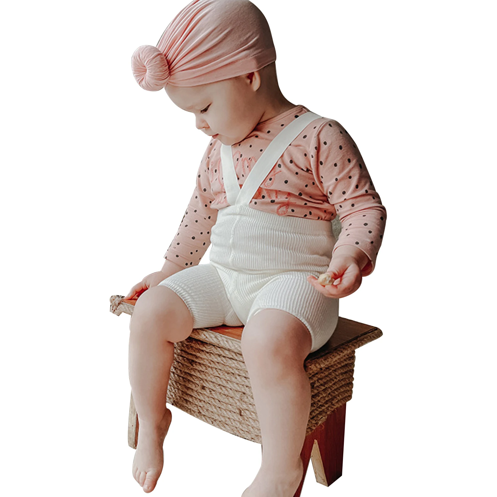 Колготки на подтяжках для младенцев весенне-летние однотонные вязаные