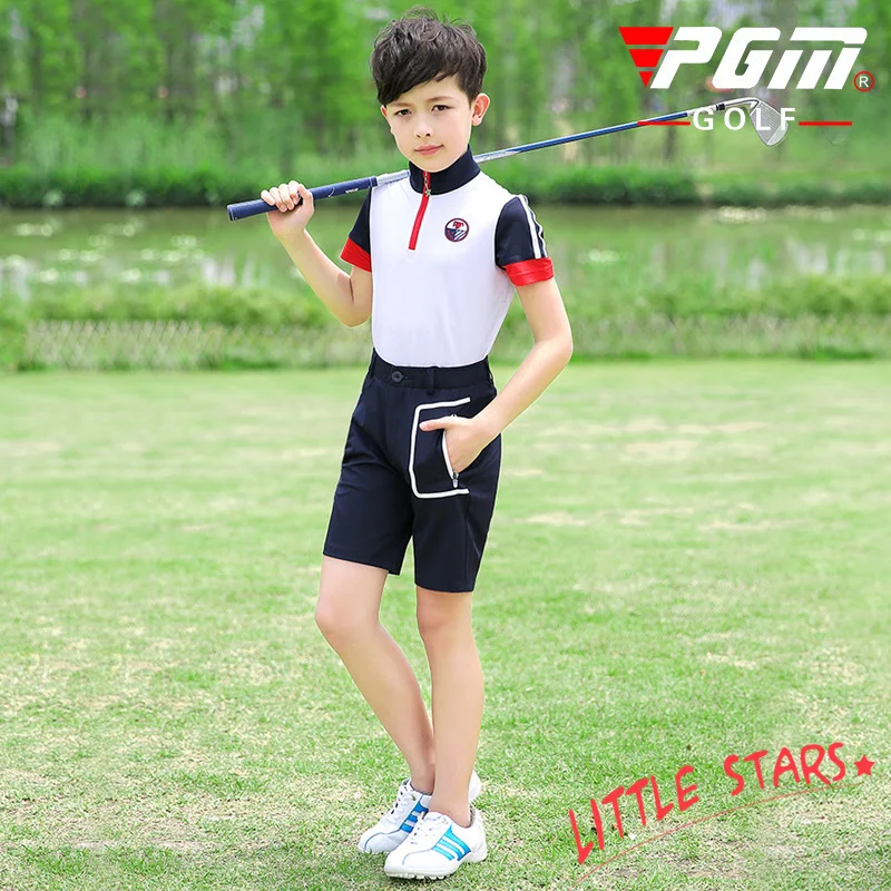 Pgm Teenager Boys Sportswear Sets Breathable Short Sleeved T Shirt Pocket Soft Shorts Anti-sweat Comfort Golf Apparel D0783 | Спорт и