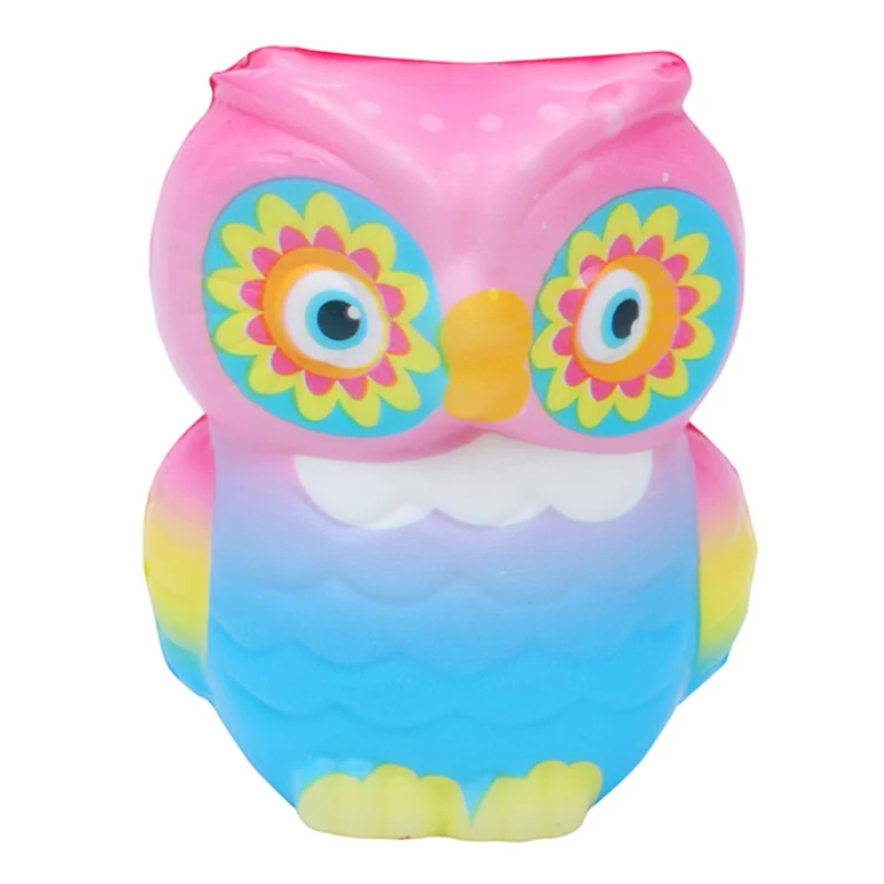 New Cute Colorful Owl Squishy Simulation Animal Slow Rising Squeeze Toy Scented Stress Relief Toys for Kid Party Xmas Gift