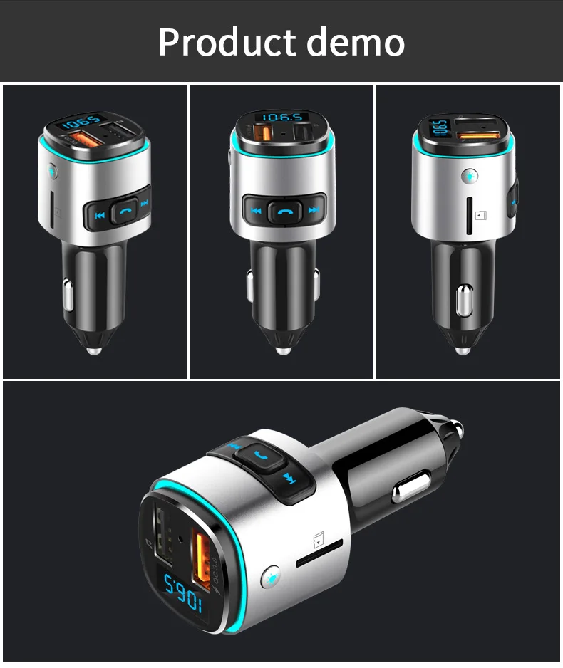 Bc41 Nordic Style Car Mounted Card Instert MP3 Player Multi-functional Bluetooth Receiver USB Drive Charger Car Cigarette Lighte