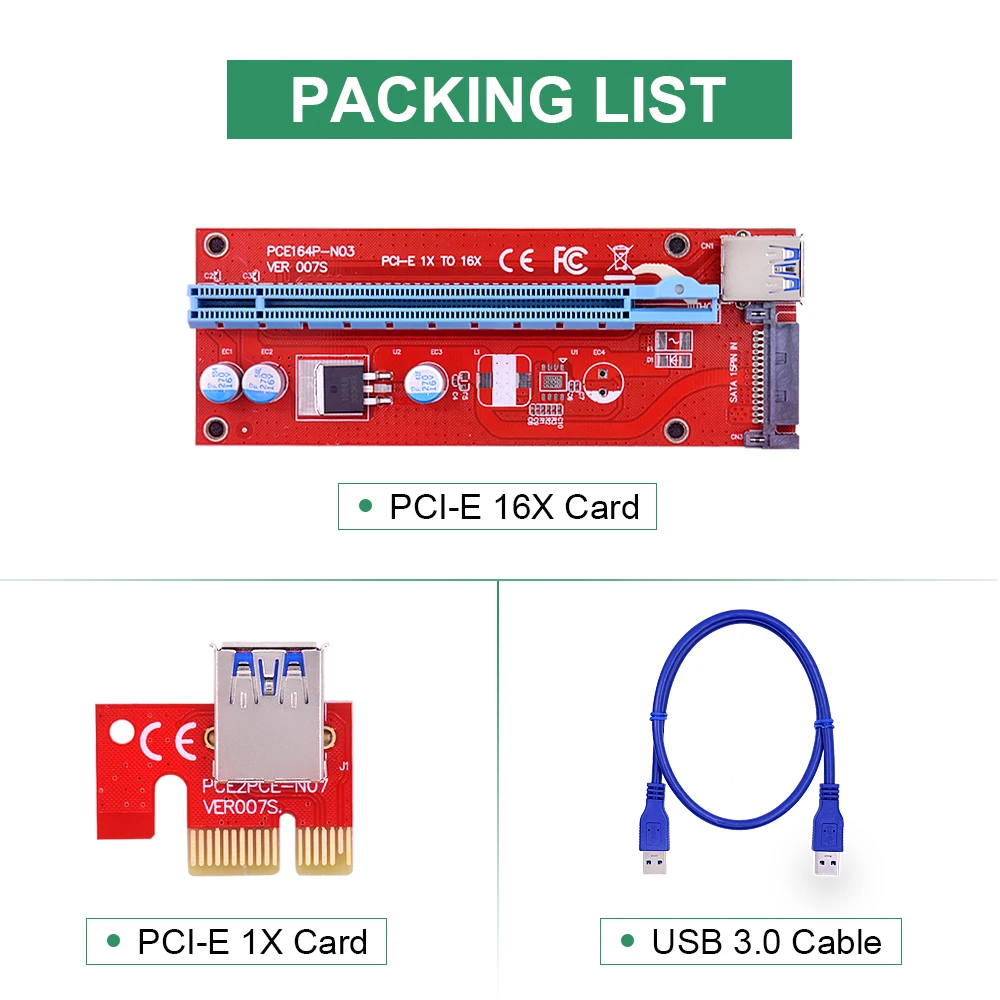 CHIPAL VER 007S PCI-E Райзер-карта VER007 PCI Express 1X до 16X Расширитель-адаптер 60 см 100 USB 3 0 кабель