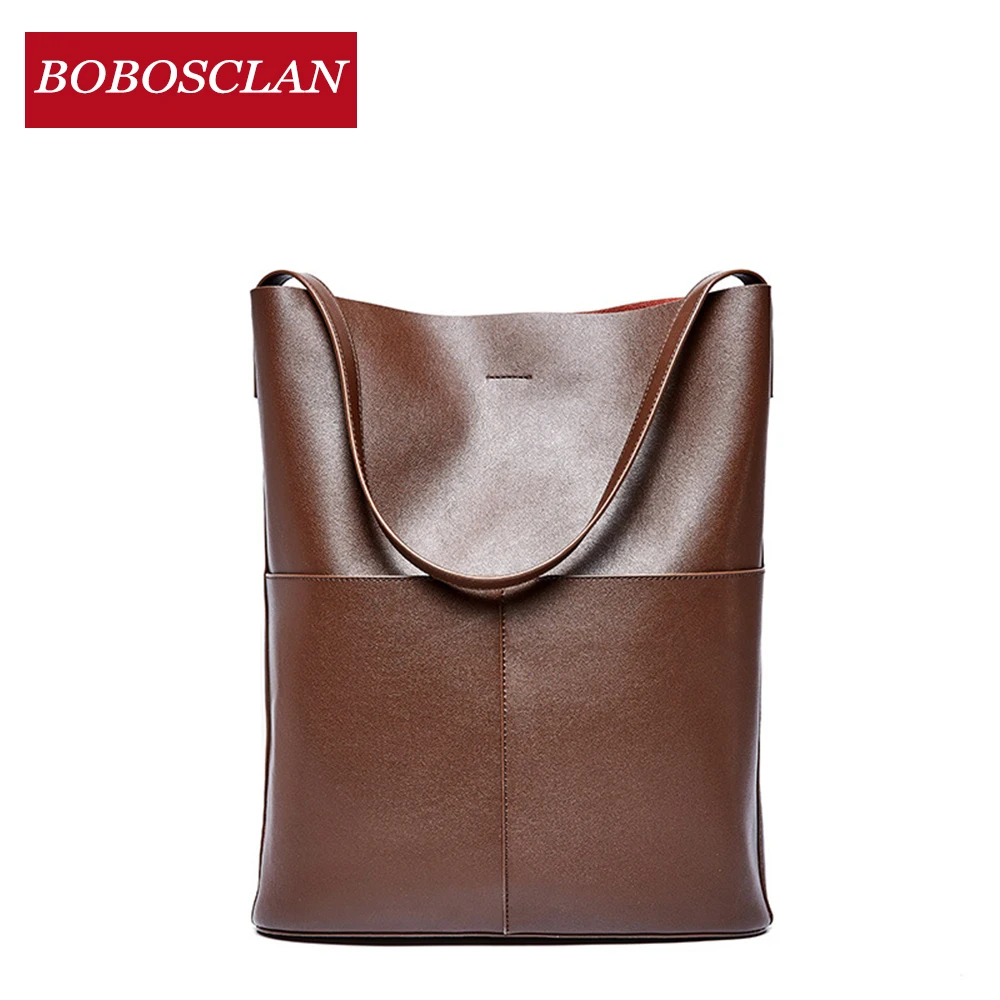 

BOBOSCLAN Women's Leather Handbag Leather Designer Big Tote Bags for Women 2020 Luxury Shoulder Bag Famous Brand Handbag