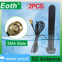 eoth 2pcs 5g antenna 15dbi sma male wlan wifi 5ghz antene ipx ipex 1 sma female pigtail extension cable pbx iot module antena