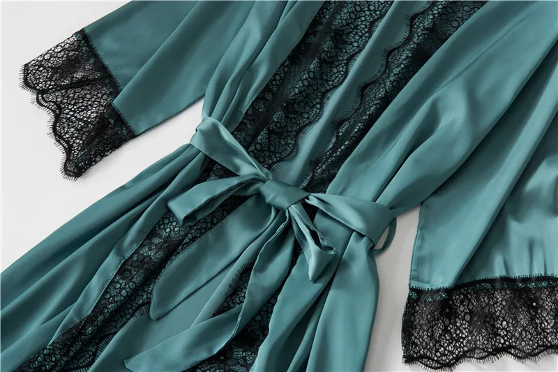 Женская шелковая пижама Daeyard атласная с кружевной отделкой и шорты 4 шт. Пижама