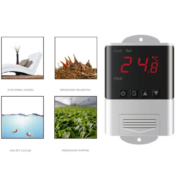 

DTC-1200 AC 110-220V Digital Temperature Controller LED Display Cool/Heat Mode T W0YD