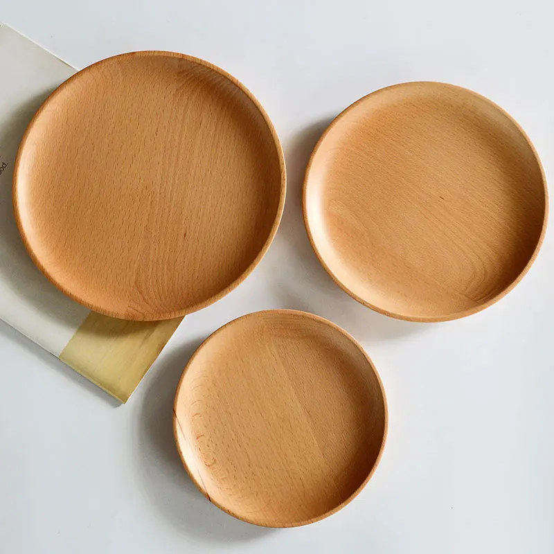 Японская круглая деревянная тарелка поднос для торта посуда бытовая кухонная