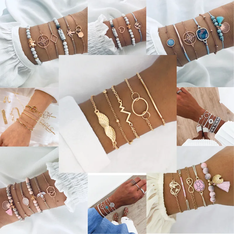 Набор браслетов European and American с ручной вышивкой бисером, прекрасными кисточками и национальным стилем, изготовленный из сплава для женщин.