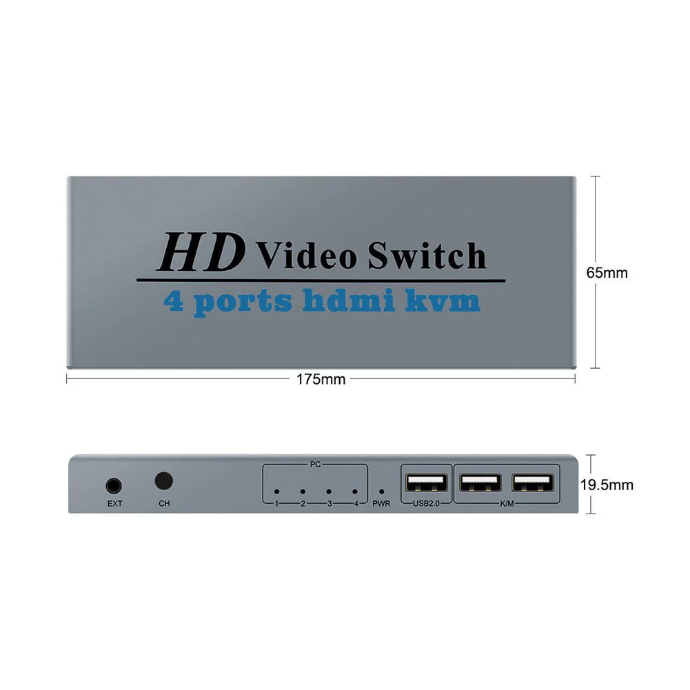 

4 In 1 Out HDMI-Compatible KVM switch 4K for 4 PC Computers Sharing One Monitor Keyboard Mouse Printer Manual Button Switch