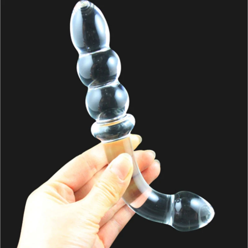 Pink Glass Dildo for Woman Vagina Anal Butt Plug Beads Ctystal Double Penis Dick Cock Sex Toys Men Adults Product Shop | Красота и