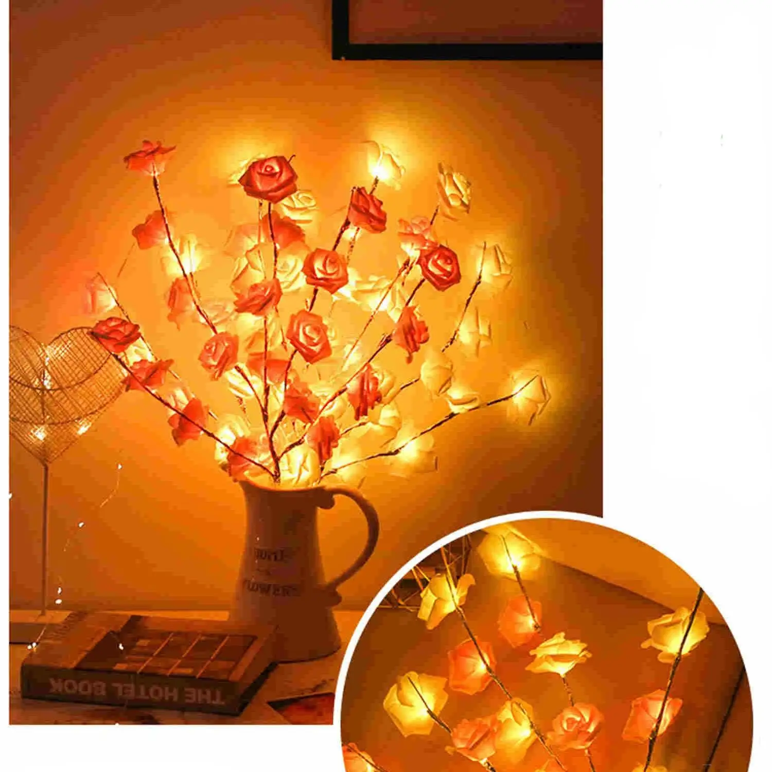 

2021New Year Christmas LED rose Branch Lamp String Creative Room Valentine\'s Day Romantic Decoration Lantern Proposal Props