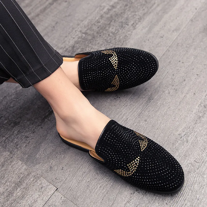 

Trend Luxurious Party Half Drag Slippers Low Cut Comfortable Wear-resistant New 2021 Non-slip Office Business Shoes Fashion