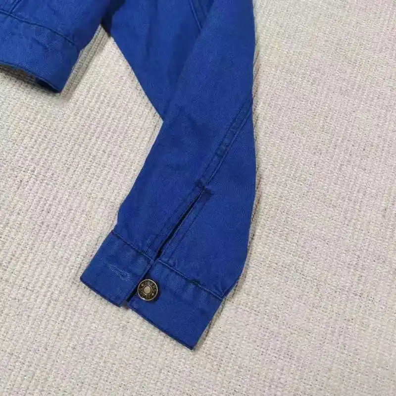 

DEAT 2021 New Women's Fashion Stand-up Collar Blue Short Coat Jacket And Lace Waist Denim Shorts Suit Spring And Autumn 7E952