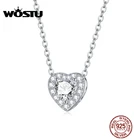WOSTU 925 стерлингового серебра любящее сердце ожерелье элегантые длинные звено цепи ожерелье для женщин ювелирные изделия CQN455
