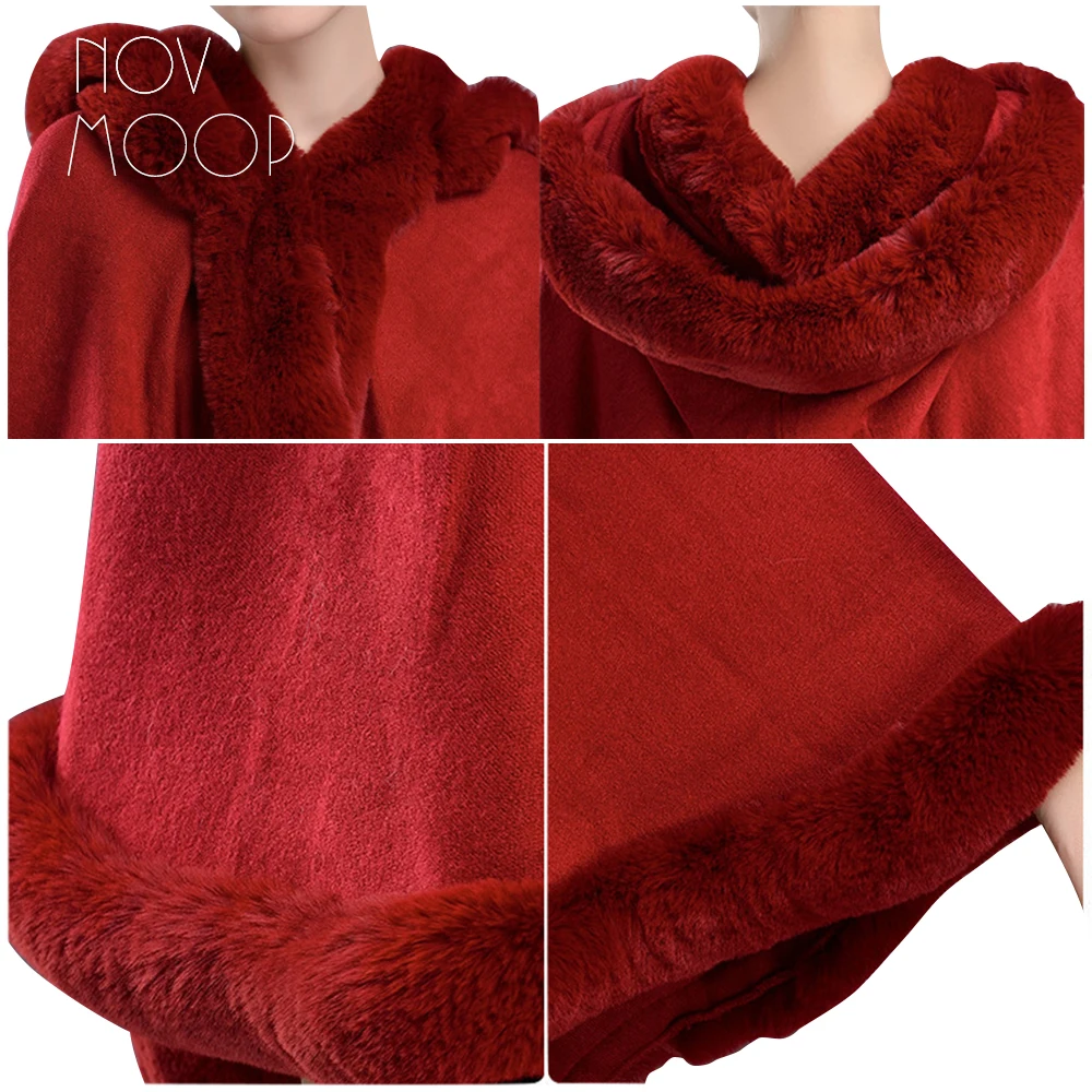 

novmoop 2020 sweet girl hooded cloak with imitate rabbit hair decor Capa de nia dulce LT3220