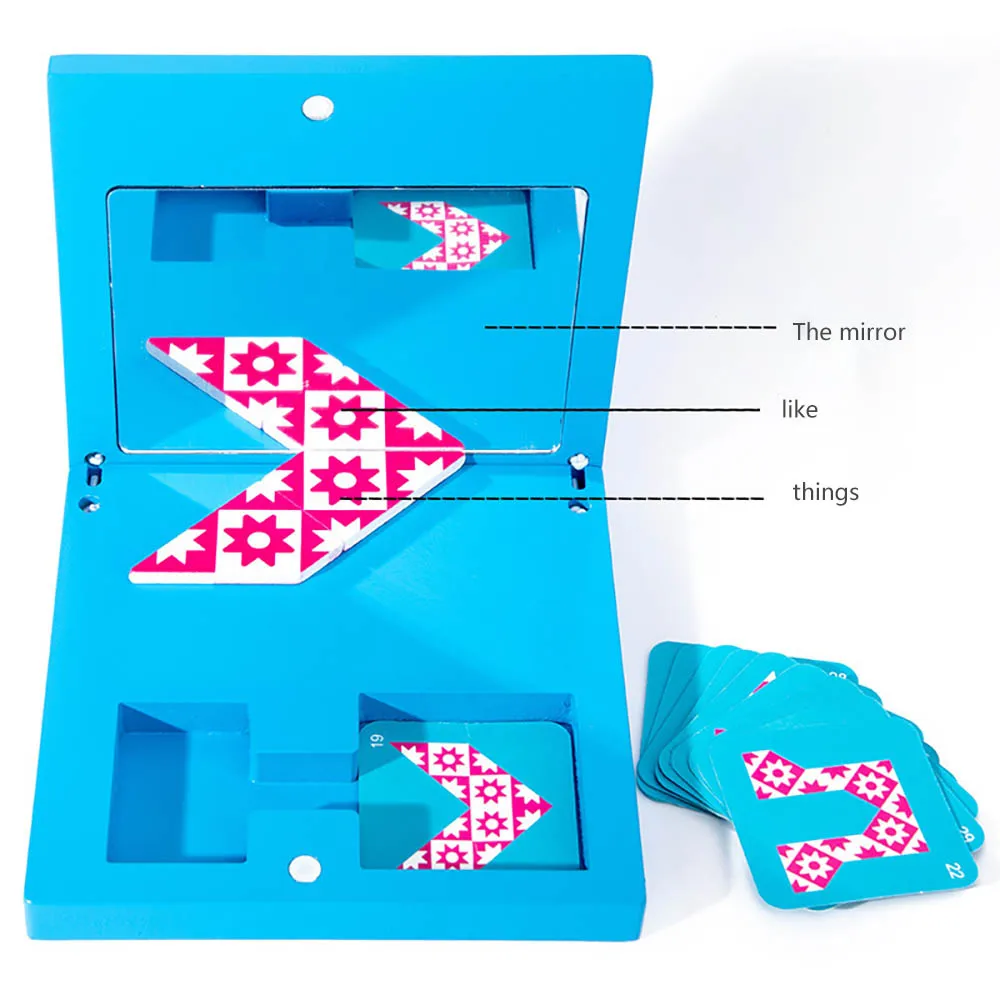 

Wood Mirror Imaging Puzzles Box Kids Montessori Education Sensory Puzzle Toy Toddler Spatial Thinking Logical Training Toys Gift