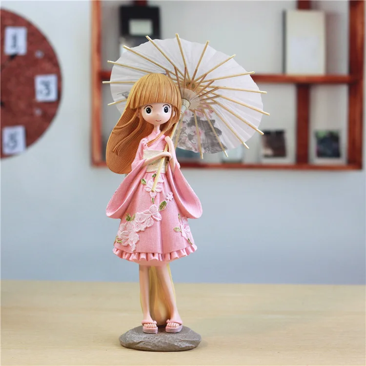 Красивая девушка из смолы в японском стиле кукла для домашнего декора или