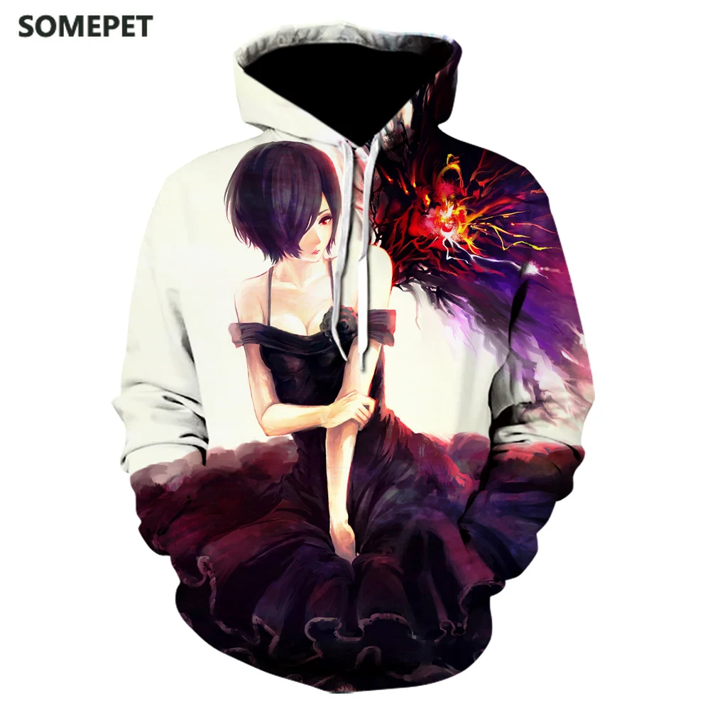 

2020 New Hot Sale Tokyo Ghoul 3D Printing Hoodies Ken Kaneki off white Hooded hoodie Japan anime Sweatshirts cool tops jacket