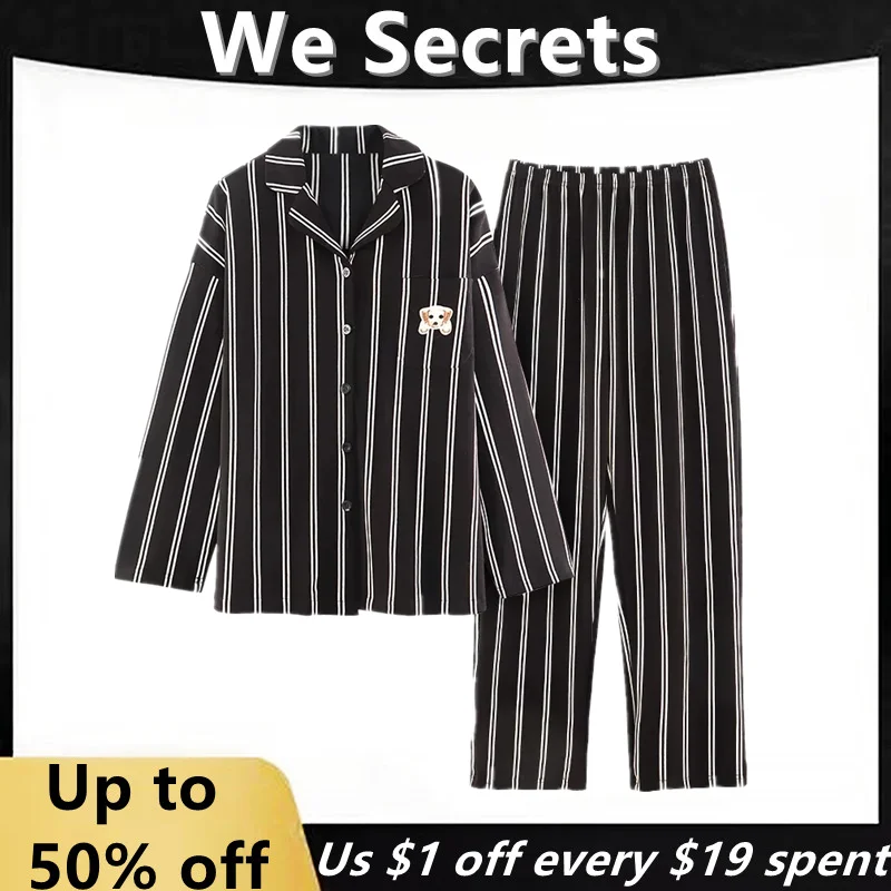 

Women's Sexy Stripes Pajamas Autumn and Winter Pajama Set Satin Home Night Wear Casual Clothes Silk Cardigan Long Sleeve Pjs