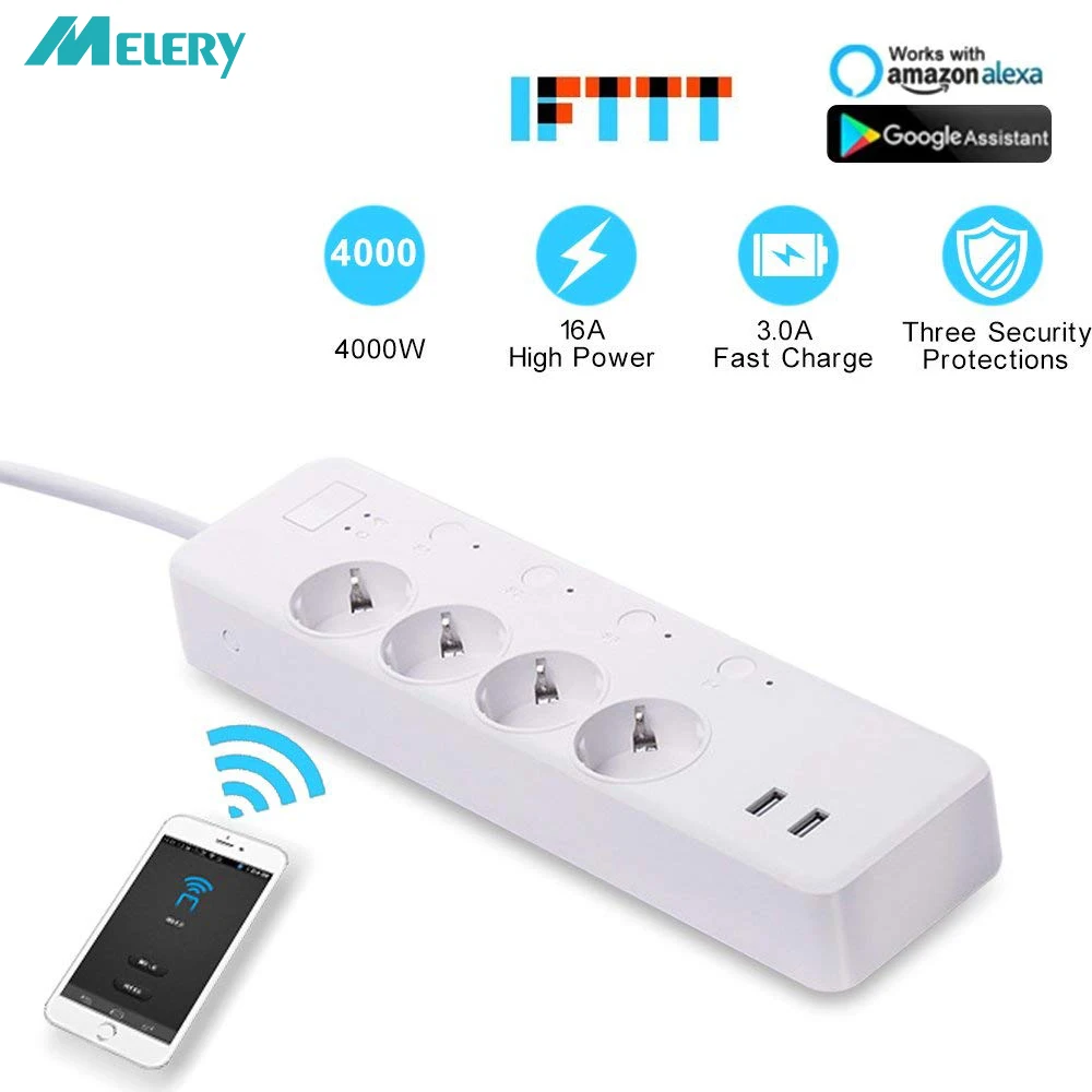 WiFi умная силовая полоса EU Мульти Розетка с USB пультом дистанционного управления Homekit работает с Google Home, Amazon Alexa USB розетки
