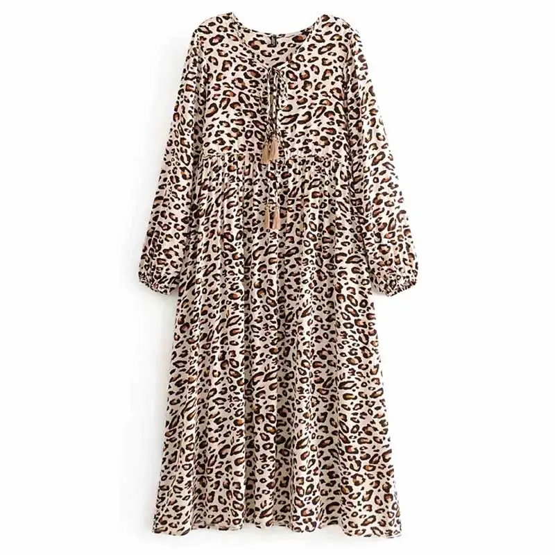 Женское платье с длинным рукавом V образным вырезом и бахромой|Женские платья| |