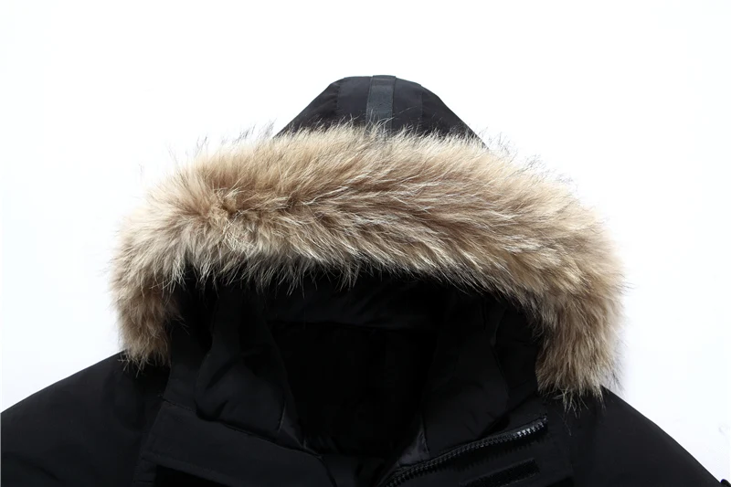 Новинка 2021 Длинная зимняя куртка на утином пуху с меховым капюшоном Мужская
